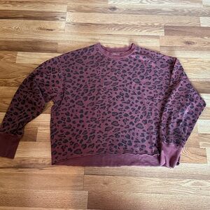 Sundry Crewneck Sweatshirt- Burgundy Leopard Print